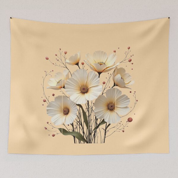 Item preview, Petals in Shadow - Modern Abstract White Flower Bouquet designed and sold by PriyaMagic.