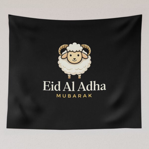 Item preview, Cute Eid Al Adha Sheep Minimal Funny Cartoon Islamic Holiday Black Aesthetic Design designed and sold by bilal sibgui.