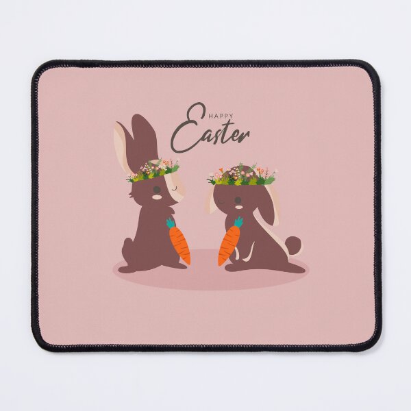 Item preview, Happy Easter with Two Bunnies Holding Carrots at Banner and Flower Decoration designed and sold by AlginaPugachova.