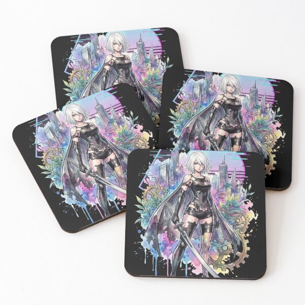 Item preview, A2 NieR Automata Long Silver White Hair Damaged Skin Portrait designed and sold by Senpaiwaves.
