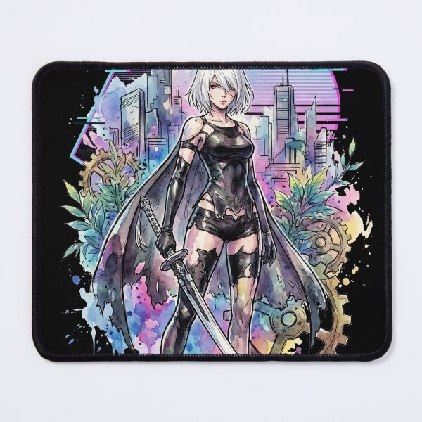 Item preview, A2 NieR Automata Long Silver White Hair Damaged Skin Portrait designed and sold by Senpaiwaves.