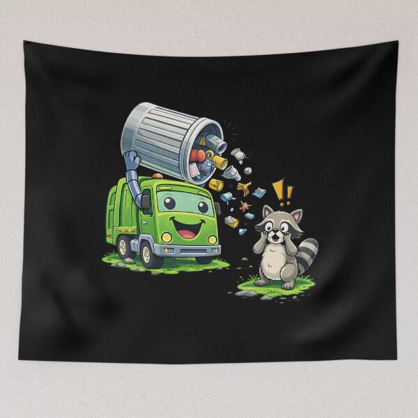 Item preview, Dumpy Garbage Truck Cleanup Scene with Raccoon Kids designed and sold by Str8like dattshirts.