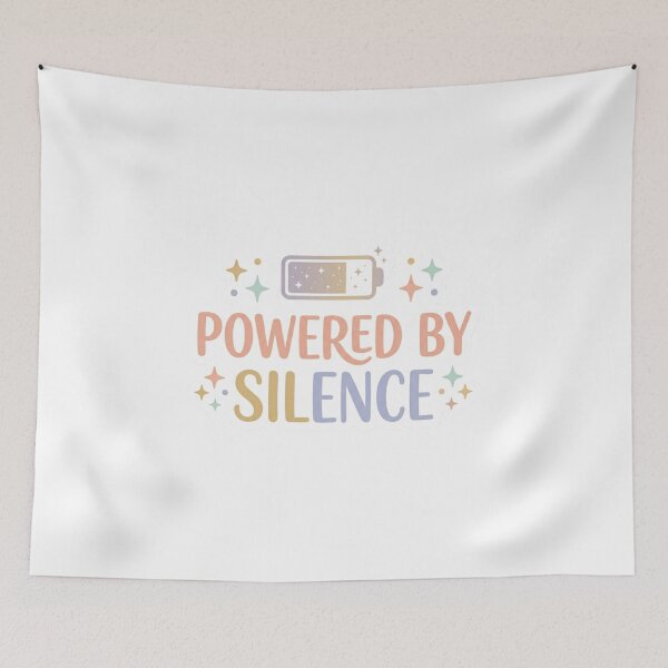 Item preview, Powered By Silence Introvert Aesthetic Sticker designed and sold by CutePlix.