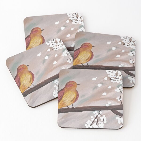 Item preview, Bird on a tree trunk with cherry blossoms designed and sold by MeikesGraphs.