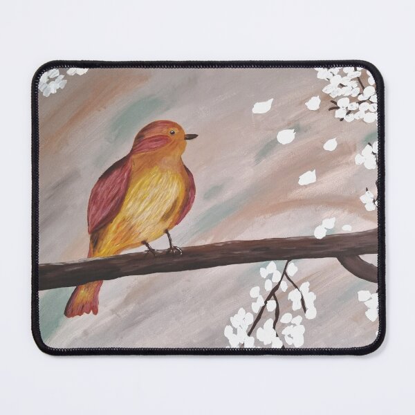 Item preview, Bird on a tree trunk with cherry blossoms designed and sold by MeikesGraphs.
