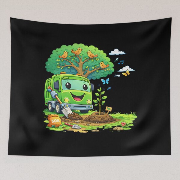 Item preview, Dumpy Garbage Truck Tree Planting Kids Nature Design designed and sold by Str8like dattshirts.