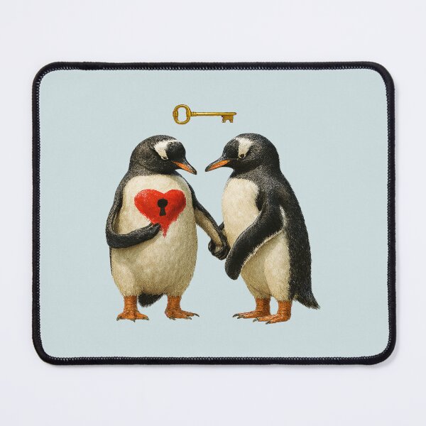 Item preview, Penguins love key realistic style and painting designed and sold by the artedivino.