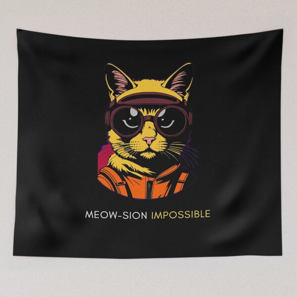 Item preview, Meow-sion Impossible Funny Cat Secret Agent Art designed and sold by Quotable Gear.