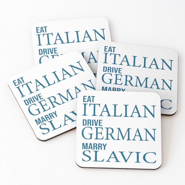 Artikelvorschau, Italienisch essen, Deutsch fahren, Slawen heiraten – Lustiges Zitat, Autohumor entworfen und verkauft von PrintItStudio.