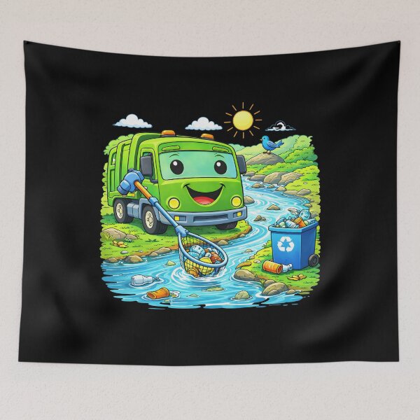 Item preview, Dumpy Garbage Truck River Cleanup Kids Recycling Design designed and sold by Str8like dattshirts.