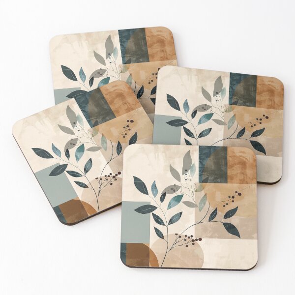 Item preview, Botanical geometric wall art in beige and green, Scandinavian style designed and sold by CosmicGlyph.