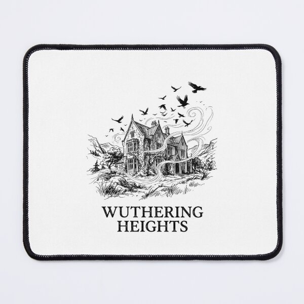 Item preview, Wuthering Heights Gloomy Manor House Gothic Illustration Black & White Print designed and sold by Fenay Designs.