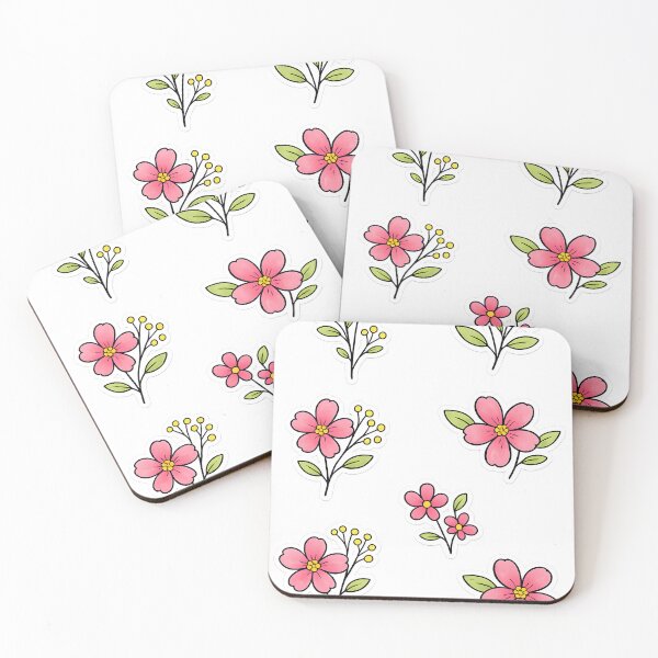 Item preview, Cute Pink Floral Sticker Set – Doodle Flower Collection designed and sold by blankTeeShirt.