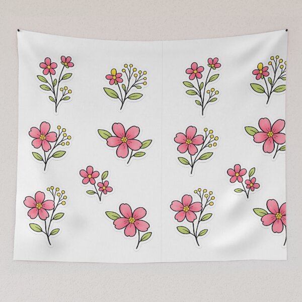 Item preview, Cute Pink Floral Sticker Set – Doodle Flower Collection designed and sold by blankTeeShirt.