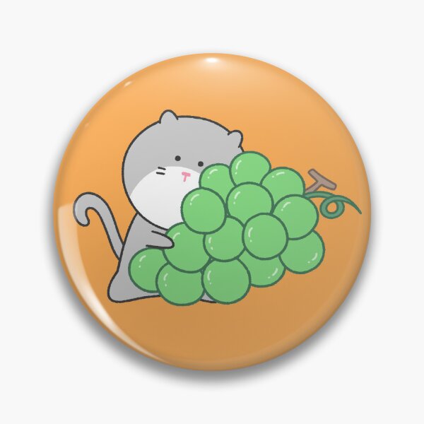 Item preview, Cute Grey Cat Hugging Green Grapes Illustration designed and sold by ubborn.
