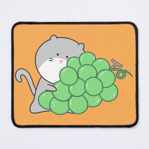Item preview, Cute Grey Cat Hugging Green Grapes Illustration designed and sold by ubborn.