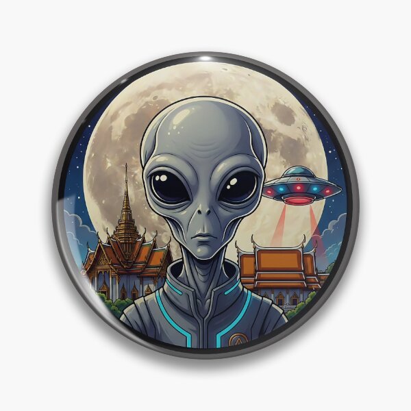 Item preview, Alien Visitor Over Ancient Thai Temple Moon designed and sold by Sunkhung.