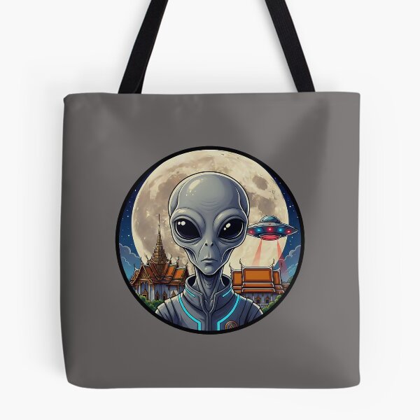 Item preview, Alien Visitor Over Ancient Thai Temple Moon designed and sold by Sunkhung.