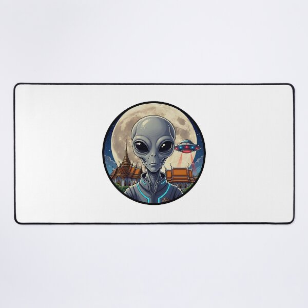 Item preview, Alien Visitor Over Ancient Thai Temple Moon designed and sold by Sunkhung.