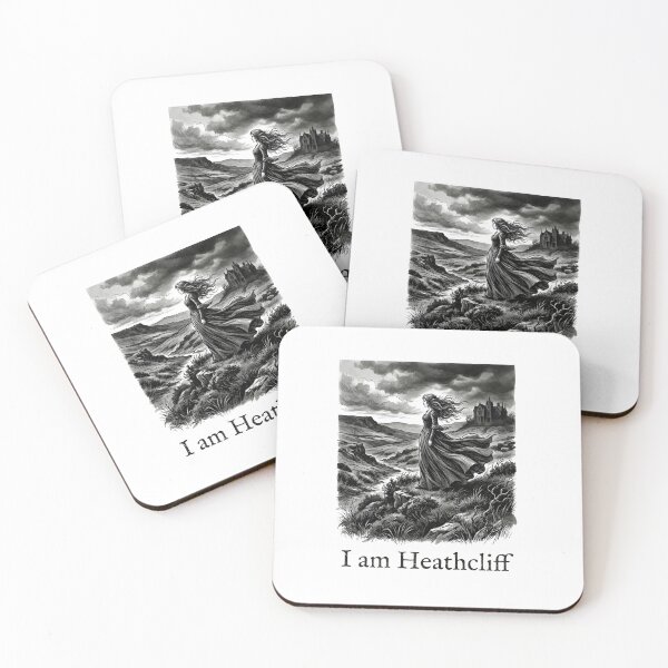 Item preview, Wuthering Heights Catherine I am Heathcliff Moorland engraving illustration designed and sold by Fenay Designs.