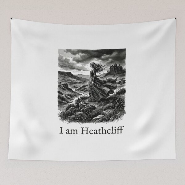 Item preview, Wuthering Heights Catherine I am Heathcliff Moorland engraving illustration designed and sold by Fenay Designs.