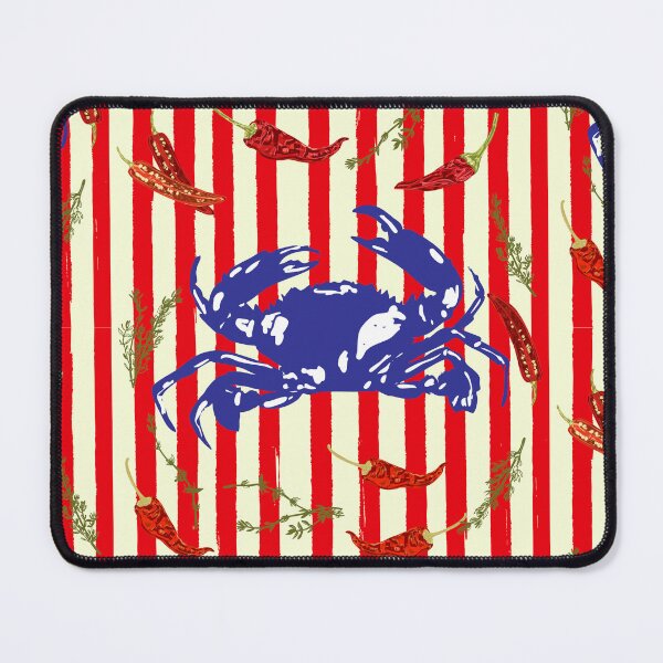 Item preview, Spicy Coastal Crab with Vintage Stripes Pattern designed and sold by MaiZephyr.