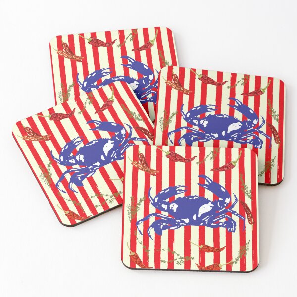 Item preview, Spicy Coastal Crab with Vintage Stripes Pattern designed and sold by MaiZephyr.