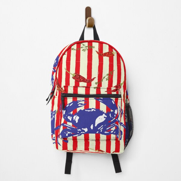 Item preview, Spicy Coastal Crab with Vintage Stripes Pattern designed and sold by MaiZephyr.