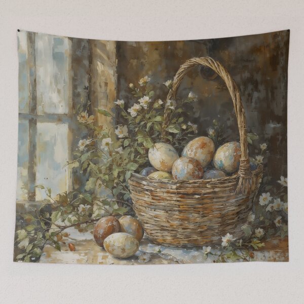 Item preview, Vintage Easter Basket and Spring Blossoms Still Life Painting designed and sold by Sergey Sedunov.