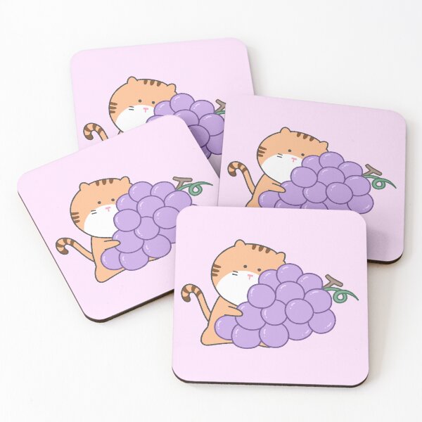 Item preview, Kawaii Fruit Cat Series - Cat with Fresh Grapes designed and sold by ubborn.