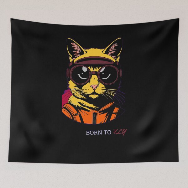 Item preview, Born To Fly Retro Cat Pilot Aesthetic designed and sold by Quotable Gear.