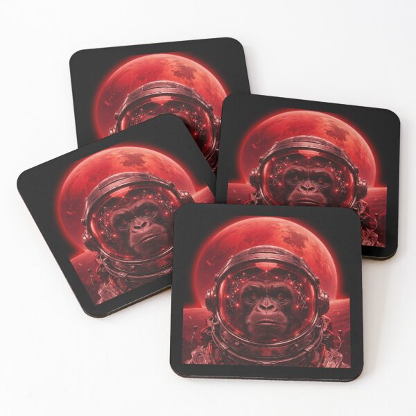 Item preview, Retrofuturistic Ape Astronaut – Red Planet Cyber Sci-Fi Art designed and sold by A-T-H.