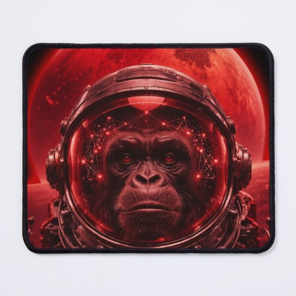 Item preview, Retrofuturistic Ape Astronaut – Red Planet Cyber Sci-Fi Art designed and sold by A-T-H.
