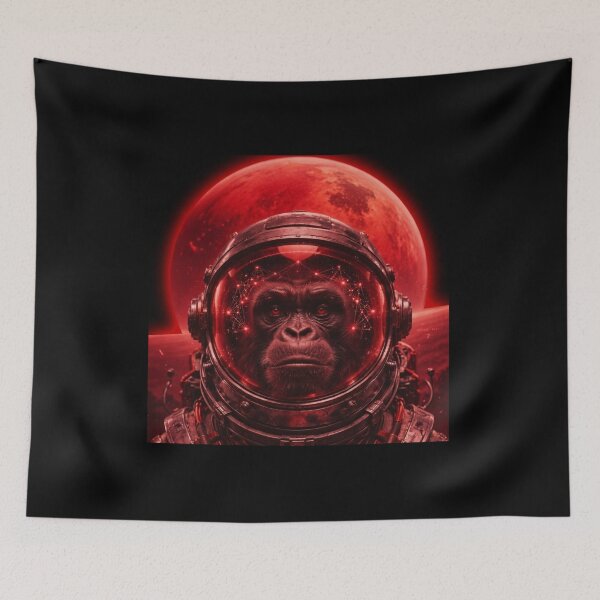 Item preview, Retrofuturistic Ape Astronaut – Red Planet Cyber Sci-Fi Art designed and sold by A-T-H.