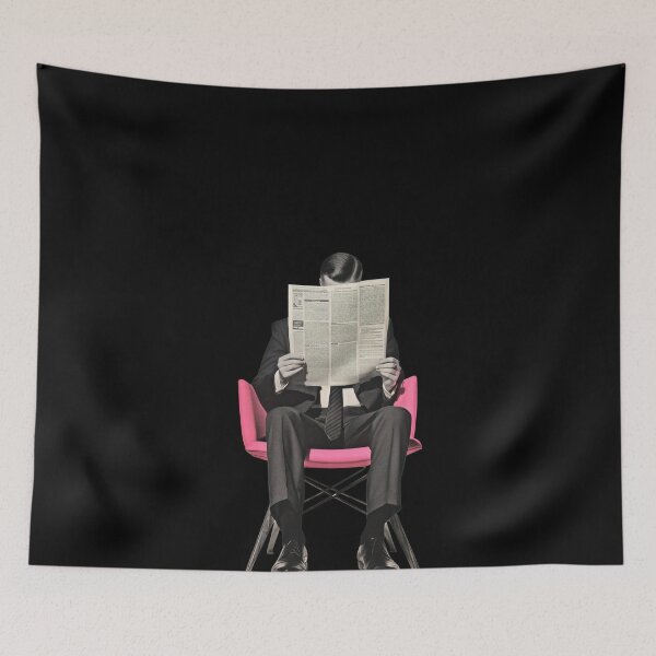 Item preview, Vintage Man Reading Newspaper Minimal Typography Editorial Retro Aesthetic designed and sold by UtArt.