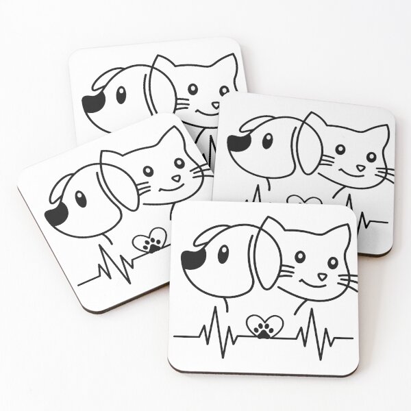 Item preview, line design of cat and dog together. designed and sold by geekmania48.