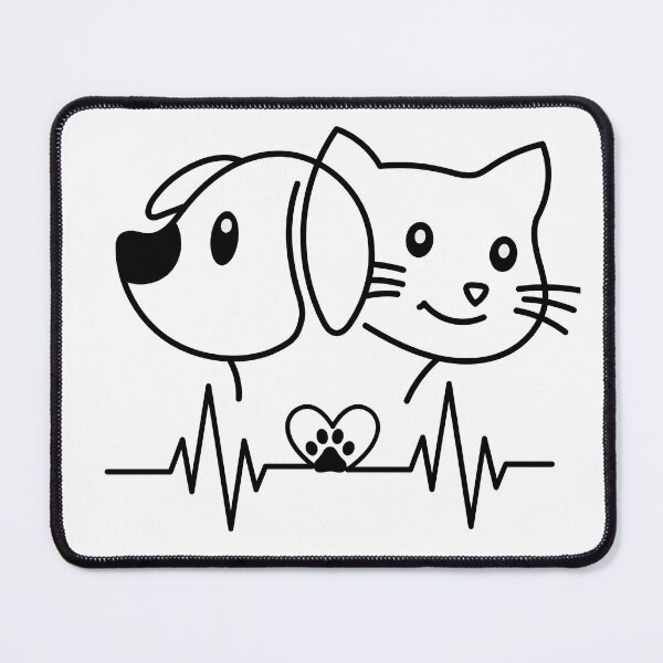 Item preview, line design of cat and dog together. designed and sold by geekmania48.