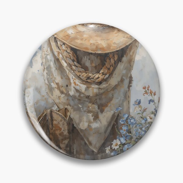 Item preview, Vintage Cowboy Boots and Hat Still Life with Wildflowers Painting designed and sold by Sergey Sedunov.