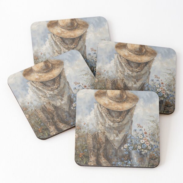 Item preview, Vintage Cowboy Boots and Hat Still Life with Wildflowers Painting designed and sold by Sergey Sedunov.