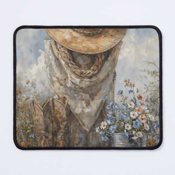Item preview, Vintage Cowboy Boots and Hat Still Life with Wildflowers Painting designed and sold by Sergey Sedunov.