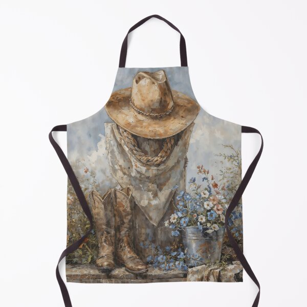 Item preview, Vintage Cowboy Boots and Hat Still Life with Wildflowers Painting designed and sold by Sergey Sedunov.