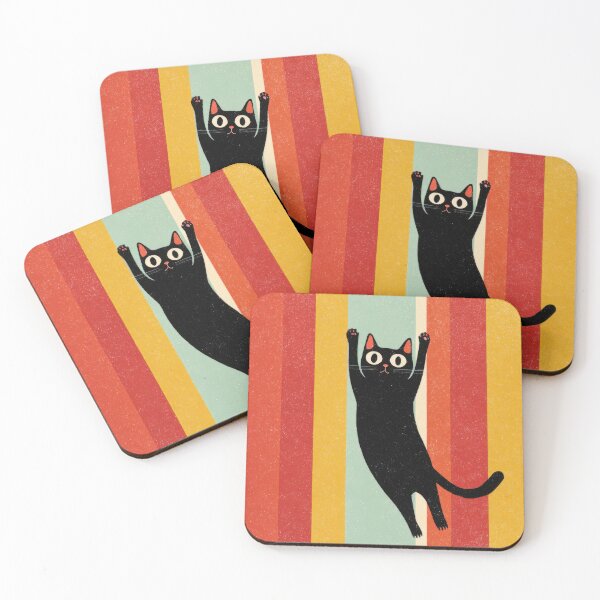 Item preview, Black cat leaps on stripes designed and sold by anytka.