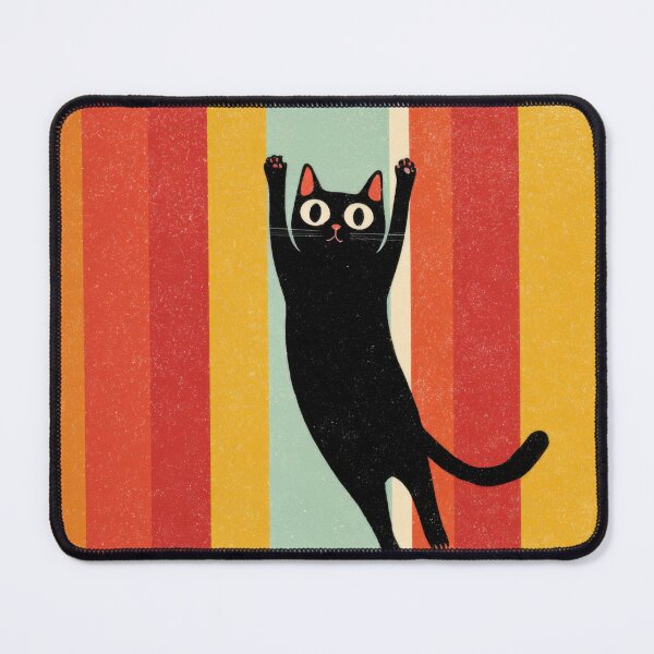 Item preview, Black cat leaps on stripes designed and sold by anytka.