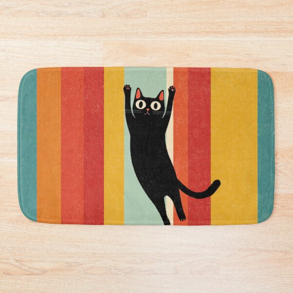 Item preview, Black cat leaps on stripes designed and sold by anytka.