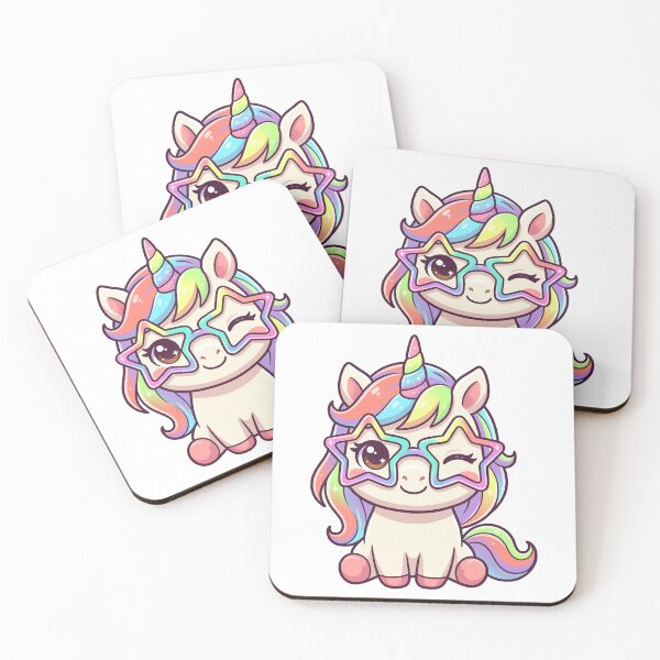 Item preview, Cute Kawaii Winking Unicorn Star Glasses Vector Illustration Magic designed and sold by DiNata.