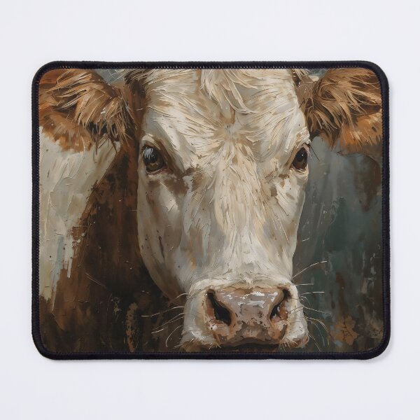Item preview, Vintage Portrait of a Brown and White Cow - Expressive Oil Painting designed and sold by Sergey Sedunov.