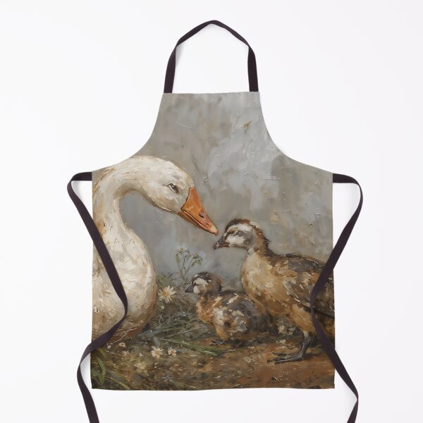 Item preview, Vintage White Goose and Ducklings Oil Painting - Farmhouse Art designed and sold by Sergey Sedunov.