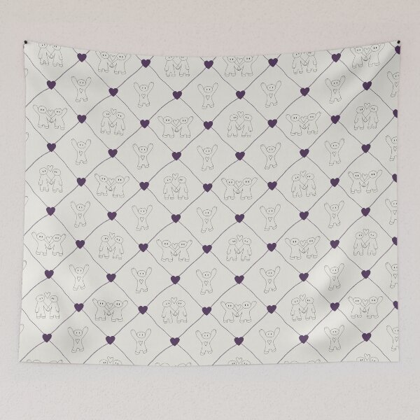 Item preview, Playful Purple Heart Diamond Character Pattern On Light Beige designed and sold by CMF Designs.