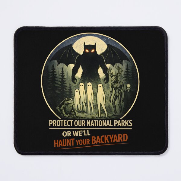 Item preview, Protect Our National Parks or We'll Haunt Your Backyard Funny mothman  designed and sold by gear-posters.