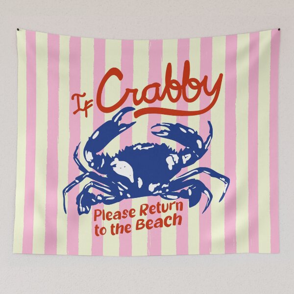 Item preview, If Crabby Please Return to the Beach Coastal Retro Illustration designed and sold by MaiZephyr.